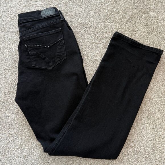 Levi’s 505 Straight Leg Mid-Rise Stretch Black Wash Denim Jeans Women Size 4M - Picture 11 of 12